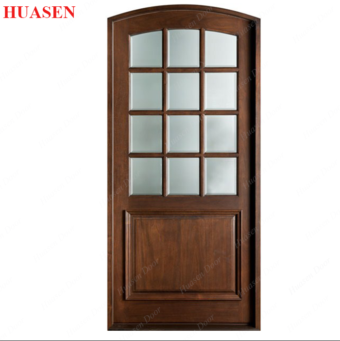 البيضاوي زجاج الباب الخشبي دخول إدراج التصميم