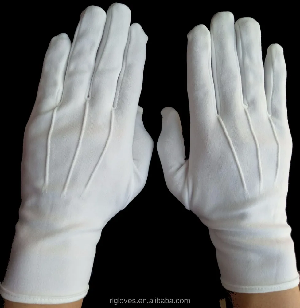 white nylon gloves