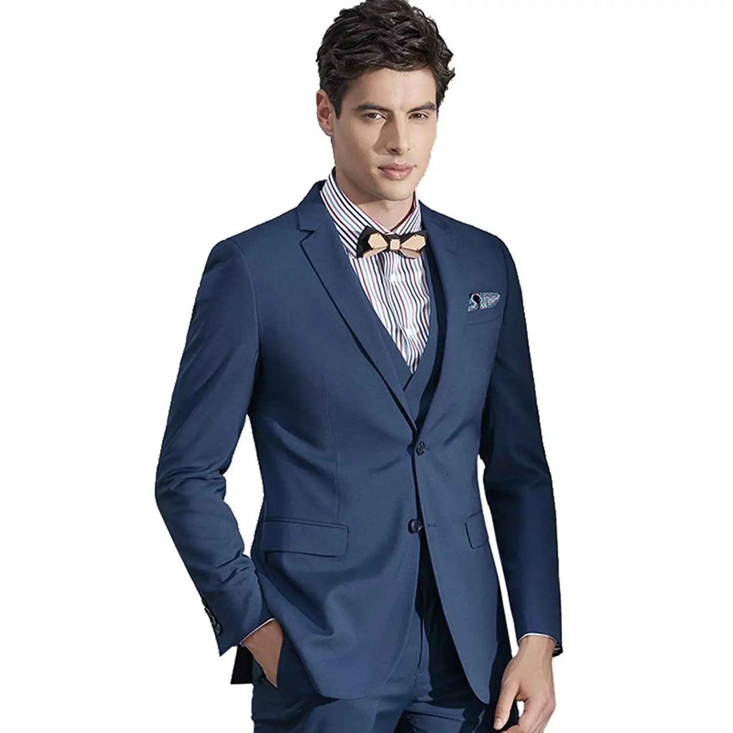 Buy Men Suit Slim Fit 3 Piece,Navy Blue Suit Set for Men ...