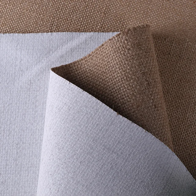 Triple Acidfree Coated Jute Canvas Fabric With Tough Texture For Oil