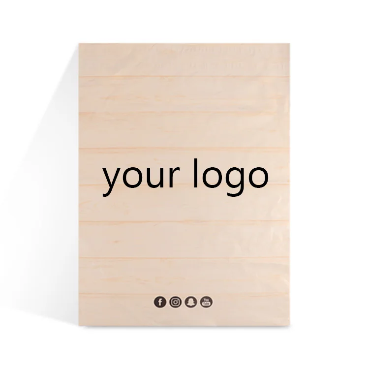 
custom logo design khaki wood texture poly mailers mailing envelope mail express plastic packaging bags for shipping clothing 