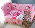 Promotion 6PCS Hello Kitty baby bedding set Customize baby bed around set unpick and wash bumpers