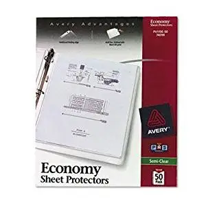 Avery - 4 Pack - Top-Load Poly Sheet Protectors Economy Gauge Letter Semi-Clear 50/Box "Product Category: Binders & Binding Systems/Sheet Protectors Card & Photo Sleeves"