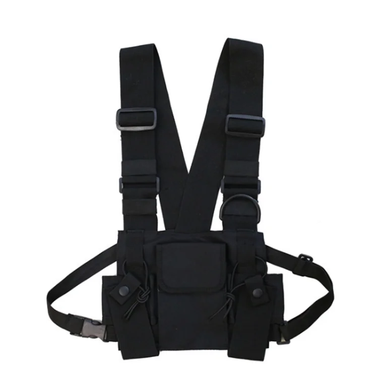 

Universal Streetwear Front Radio Harness Bag Pack Pouch Holster Chest Walkie Talkie Vest Rig for Outdoor Camping