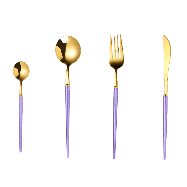 

New Design High Quality Portugal 18/10 Stainless Steel Cutlery Set, Purple/blakc/pink/green/blue/white