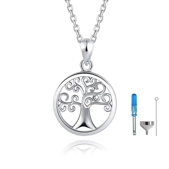 

Tree of Life Cremation Jewelry Sterling Silver Memorial Keepsake Urn Pendant Necklace, Silver/gold/rose gold