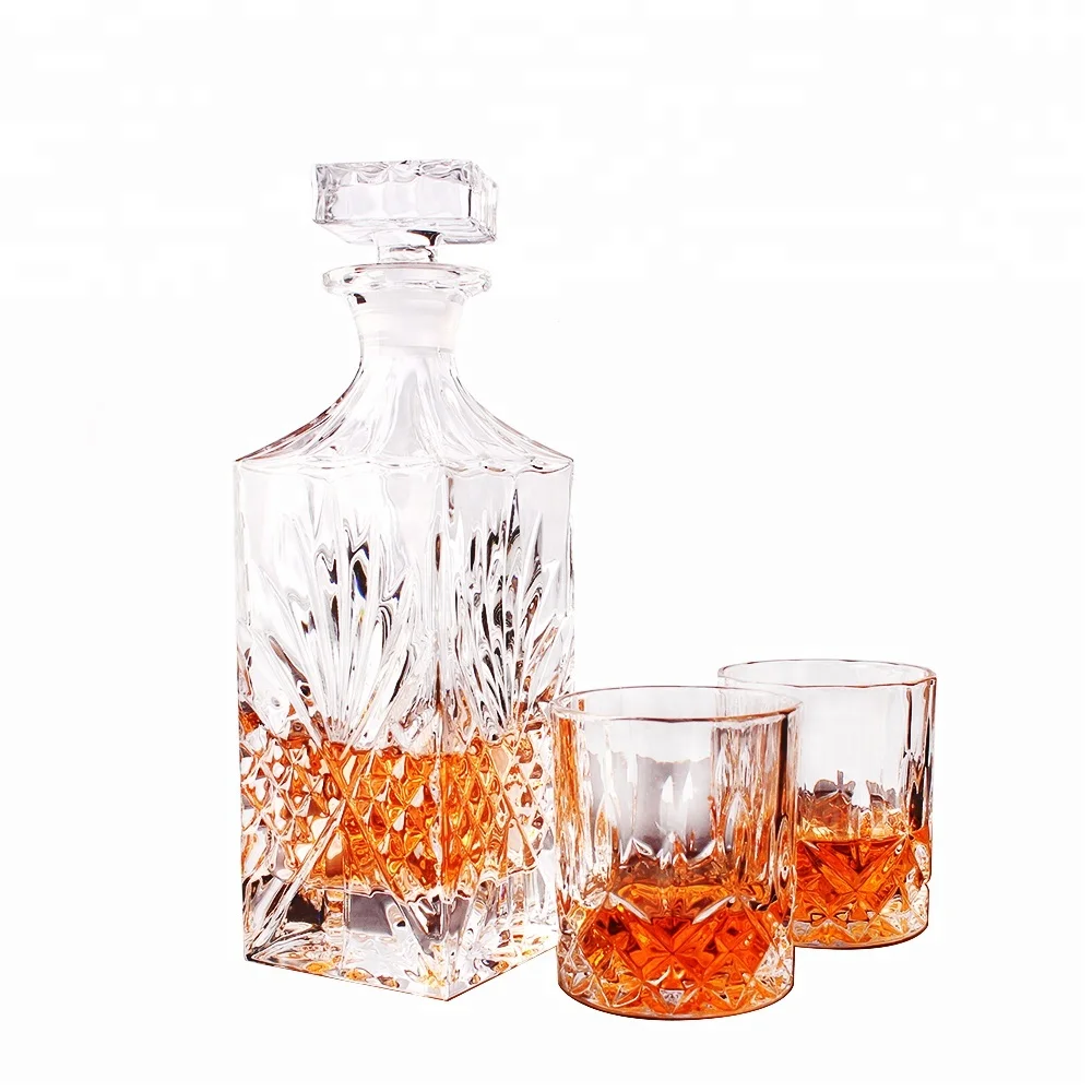 

Amazon top seller 2018 Old Fashioned Whiskey Bottle Glass Decanter Set with Crystal Glasses, Clear