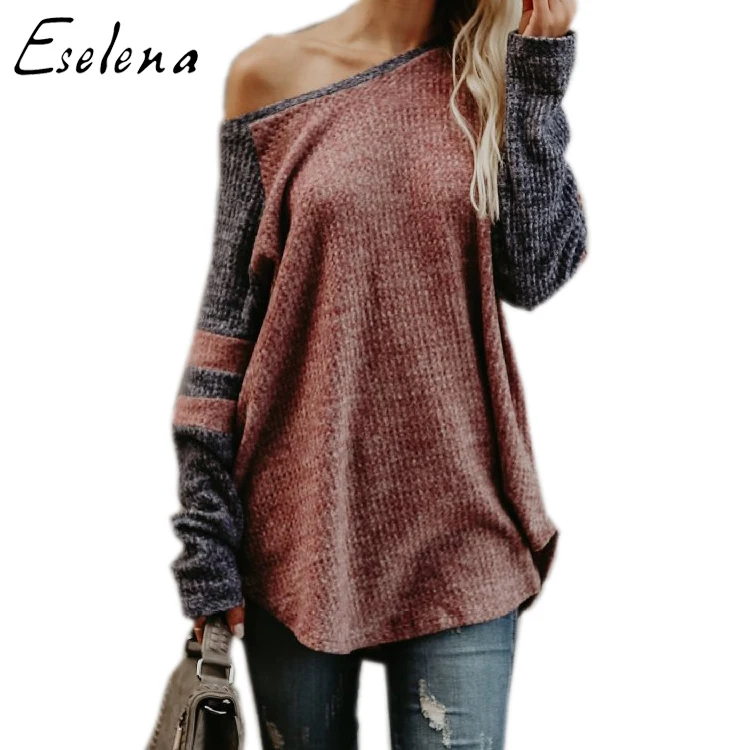 

Amazon hot European and American fashion custom OEM sweater women casual knitting wide and long style loose pullover