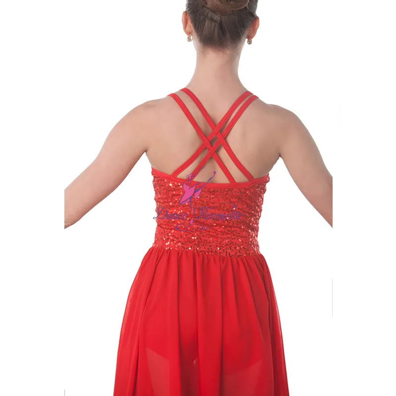 Double Strap Red Sequin Dress for Girls Ballet Lyrical and Contemporary Dancing Performance Costumes 18019 1 Alibaba