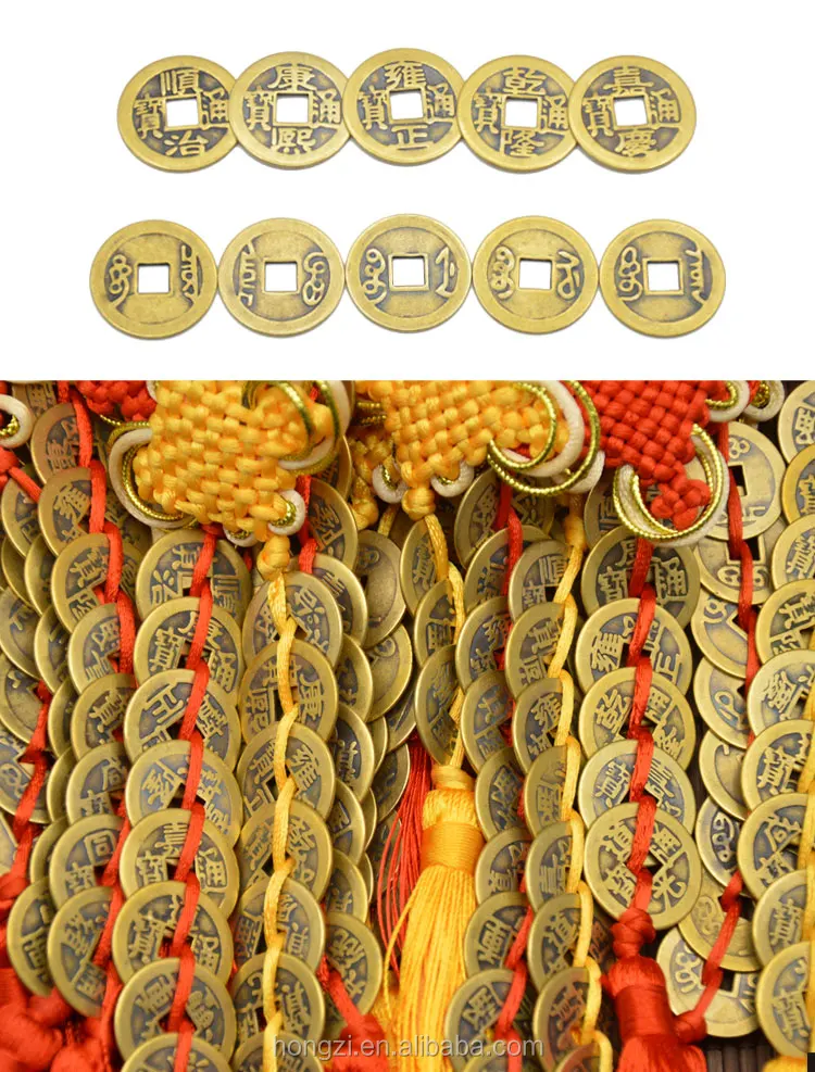 Joocyee Chinese Knot Feng Shui Lucky Wealth 3/6/8/9/10 Monete per Auto da casa Hanging Nappa Dieci Soldi imperatore Dieci Soldi imperatore Rame Puro Moneta di Rame Nodo Cinese 