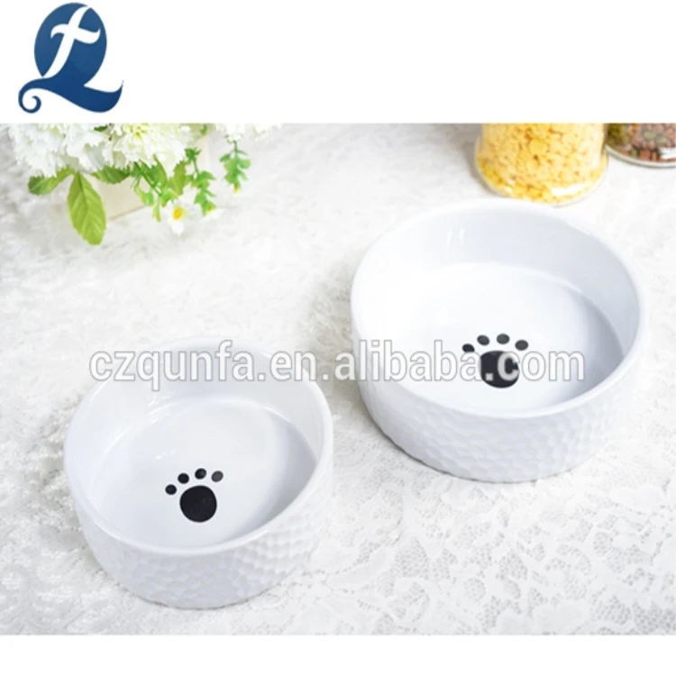 white ceramic pet bowl