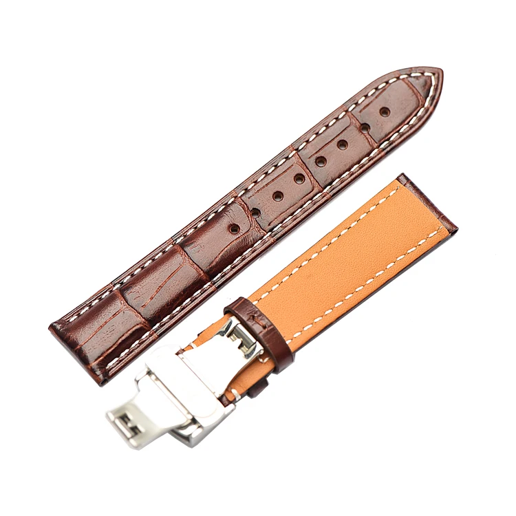 Italy Bamboo Pattern Leather Watch Strap In Watch Bands For Wrist Watch