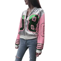 

2019 New Women's Sequin Blazer Long Sleeve Clubwear Sparkly Bomber Jacket