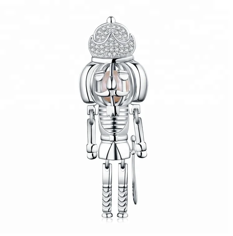 

Nutcracker christmas pearl cage pendant soldier character gift openable pearl cage 925 sterling silver pick pearl cage settings