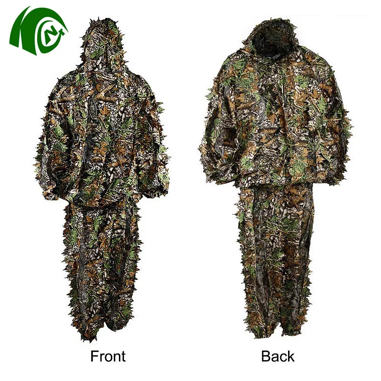 Details about   Ghillie Suit Tactical Camo woodland Tree Leaf Camouflage Forest Hunting sniper 