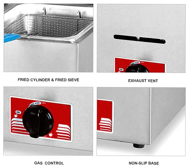 Commercial Gas Powered Deep Fryer For French Fries And Fry Chicken