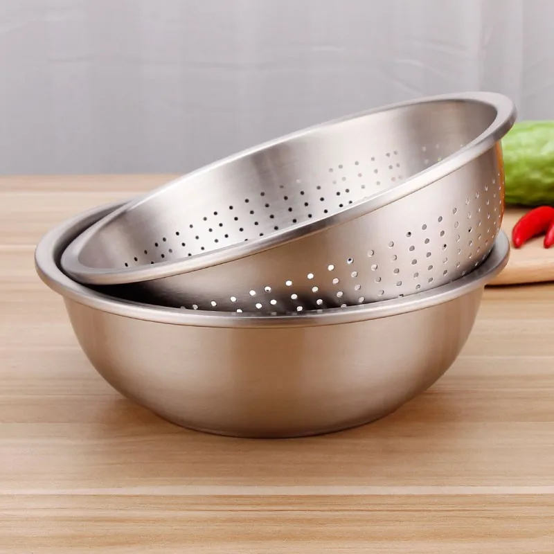 Double Layered Drain Basin and Basket Vger Kitchen Strainer Colander Bowl Sets Colanders Strainers for Fruits Vegetables Cleaning Wash Green 2-in-1 Multifunction Washing Bowl and Strainer