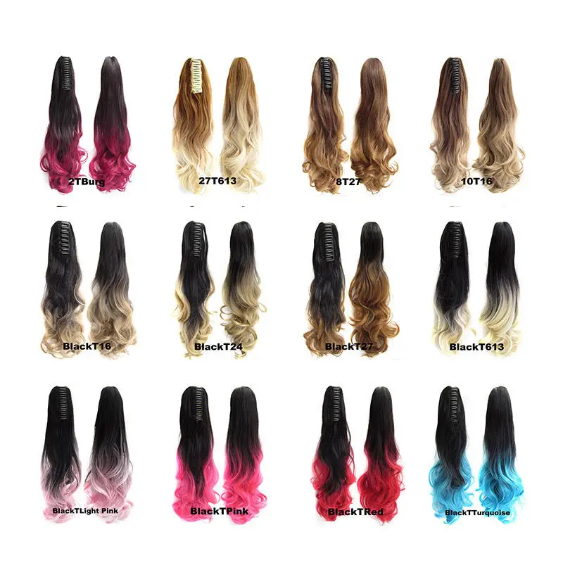
How selling colored ombre ponytail hair extension claw clip ponytails from China wig factory 