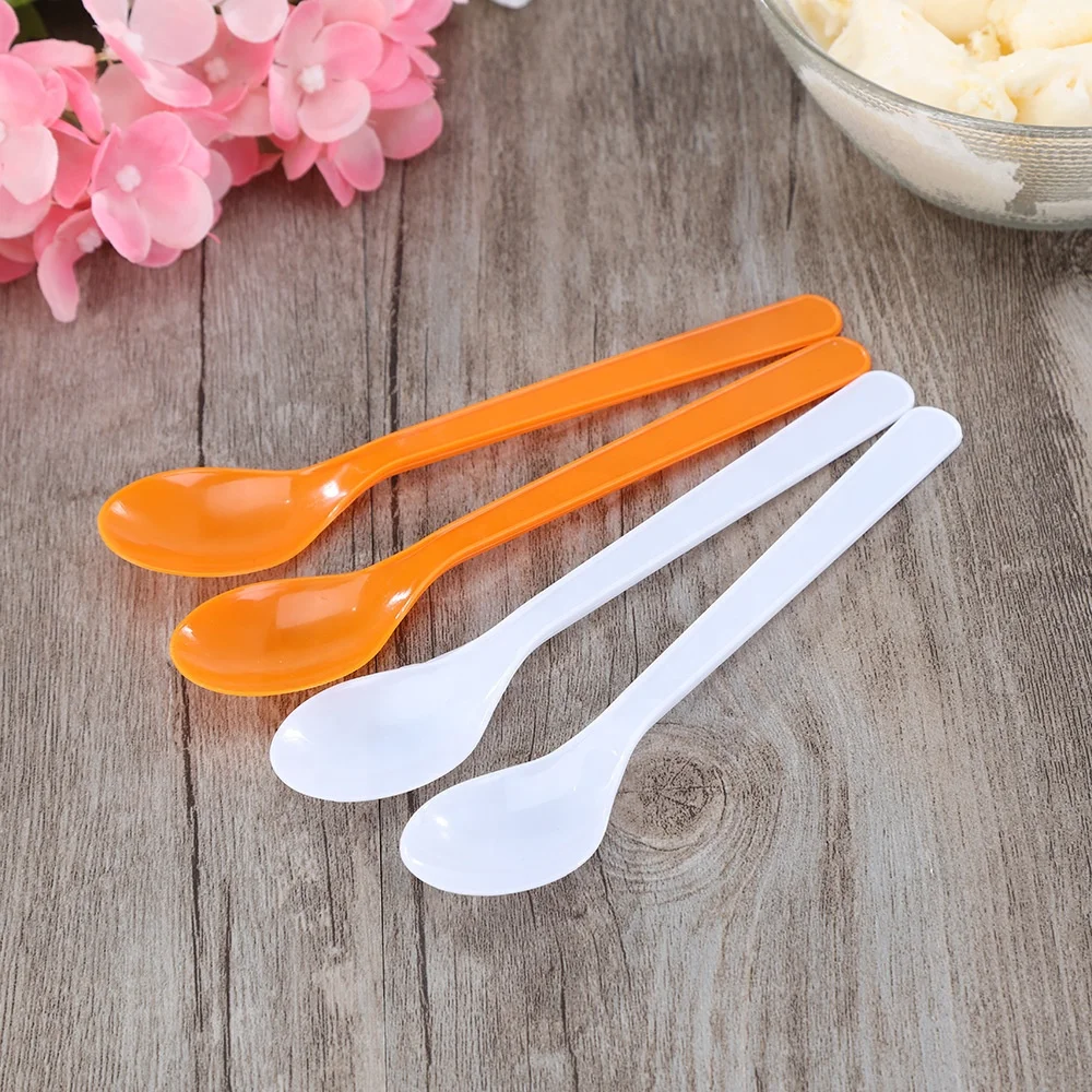 Disposable Cutlery Dessert Spoons Yogurt Spoon Long Plastic Spoon For