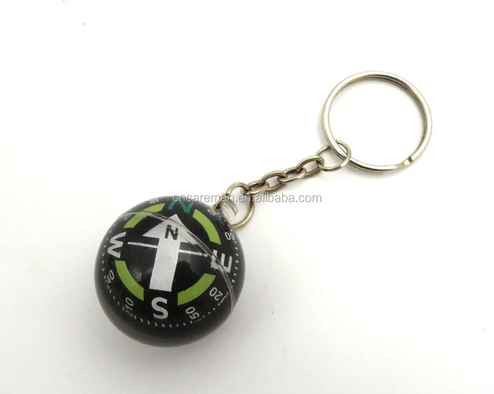 28mm Diameter Mini Crystal Ball Compass Keychain,Key Ring Ball Shaped
