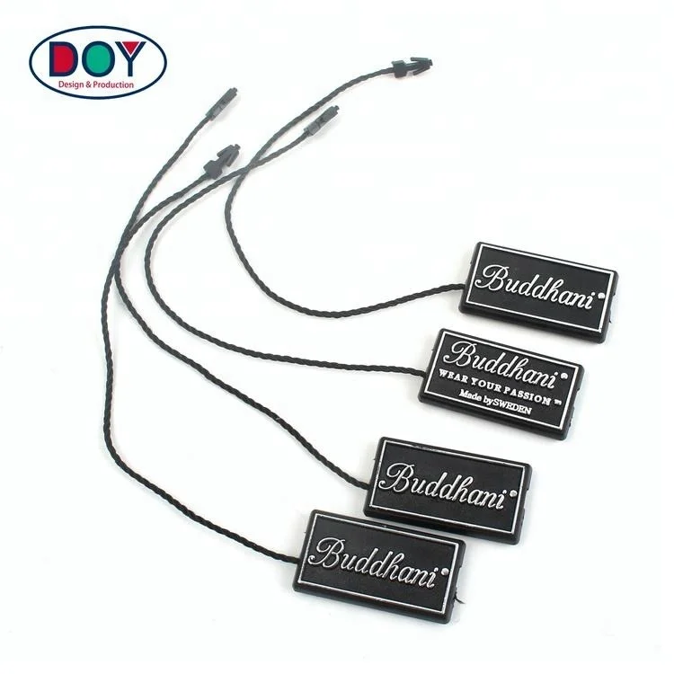 
High Quality Custom Own Brand Embossed Logo Plastic Hang Labels Seal Watch Tag with Nylon String 