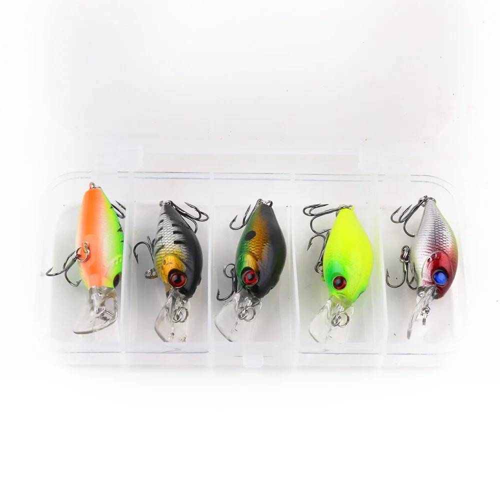 

5Pcs/box 5CM 4.4G Crankbait Minnow Hooks Crank Baits Fishing Lures Set