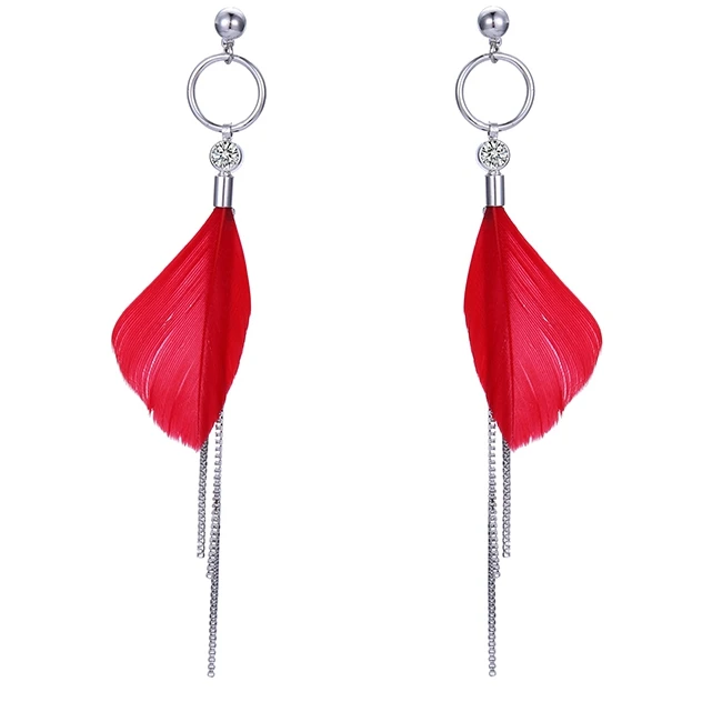 

E-262 xuping feather korean earing, simple joyeria, Rhodium color