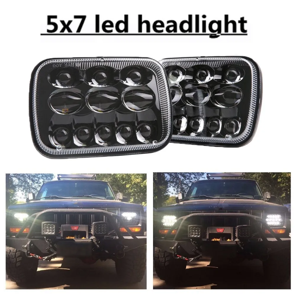 2018 Square Black 7inch Led Headlight 5x7 Led Headlight Hi/ Lo Beam 12v ...