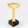 Customized Logo Printed Gold Color Metal Tree Shaped Trophy Awards With Black Crystal Base Custom Design Metal Trophy Cups