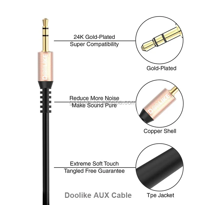 Doolike Wholesale Price Mini Aux Cable 3.55mm For Car Headphone