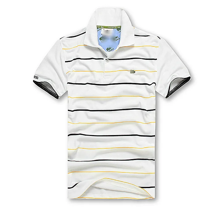 

Wholesale Men's Short Sleeve T-shirt Lapel Striped POLO T-shirts, White,beige,red,yellow,green,black,light blue