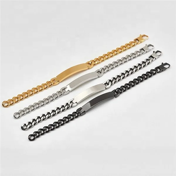 

Yiwu Aceon Stainless Steel Different Width Curved Blank ID Curb Link Chain Bracelet For Engraving