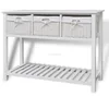 Countryside Style Wicker Basket Console Table With Shelf
