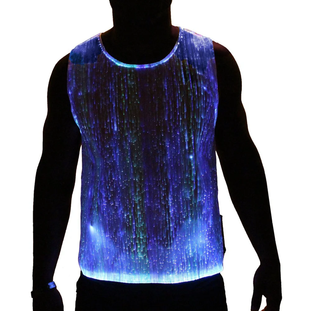 

2019 New design luminous fiber optic wholesale glow in the dark T shirt