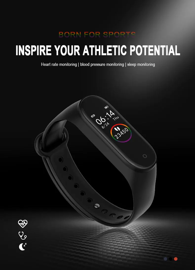 Smart Heart Rate Fitness band watch smart fitness bright light smart bandm4 band