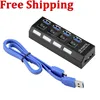 USB 3.0 Hub 4 Ports Super Speed 5Gbps 4-port USB 3.0 Hub With on/off Switch For Windows Mac OS Linux PC Laptop