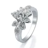 Gift for Lover Women's fashion bridal engagement flower shaped ring , 18k white gold plated GP wedding party jewelry ring