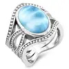 Blue Sky Cloud Effect Larimar Jewelry Natural Caribbean Larimar Handmade Unique 925 Sterling Silver Larimar Ring