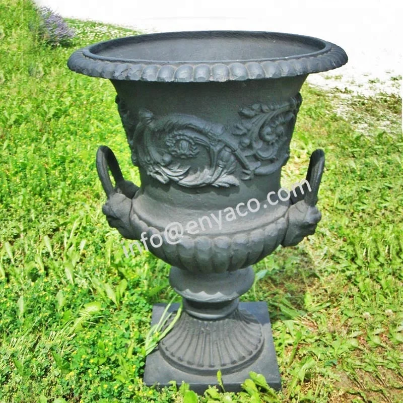 Antique Wholesale Decorative Large Cast Iron Garden Urns With Pedestal