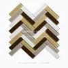 Brown white yellow glass herringbone kitchen back splash mosaic tile