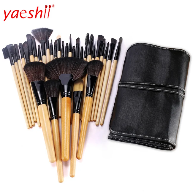 

Yaeshii Bamboo 32pcs Makeup Brush Set & Kits Make Up Brush Set For Makeup Tools, Pink;black;original wood color