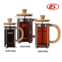 

Custom bamboo handle pyrex french press cup glass coffee plunger french press