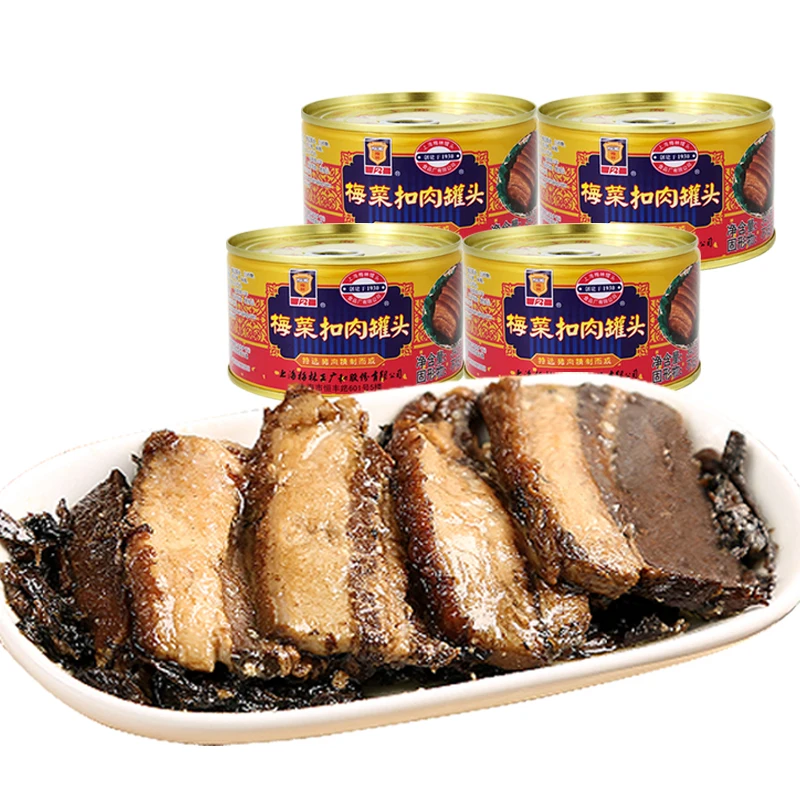 
Canned Preserved Vegetable Braised Pork 340g Camping Meals Instant 