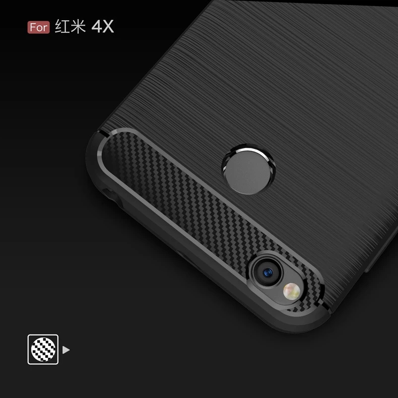 2017 New Arrival Carbon Fiber Tpu case For Xiaomi Redmi 4 4X brushed tpu soft cover For Xiaomi Redmi 4 4X