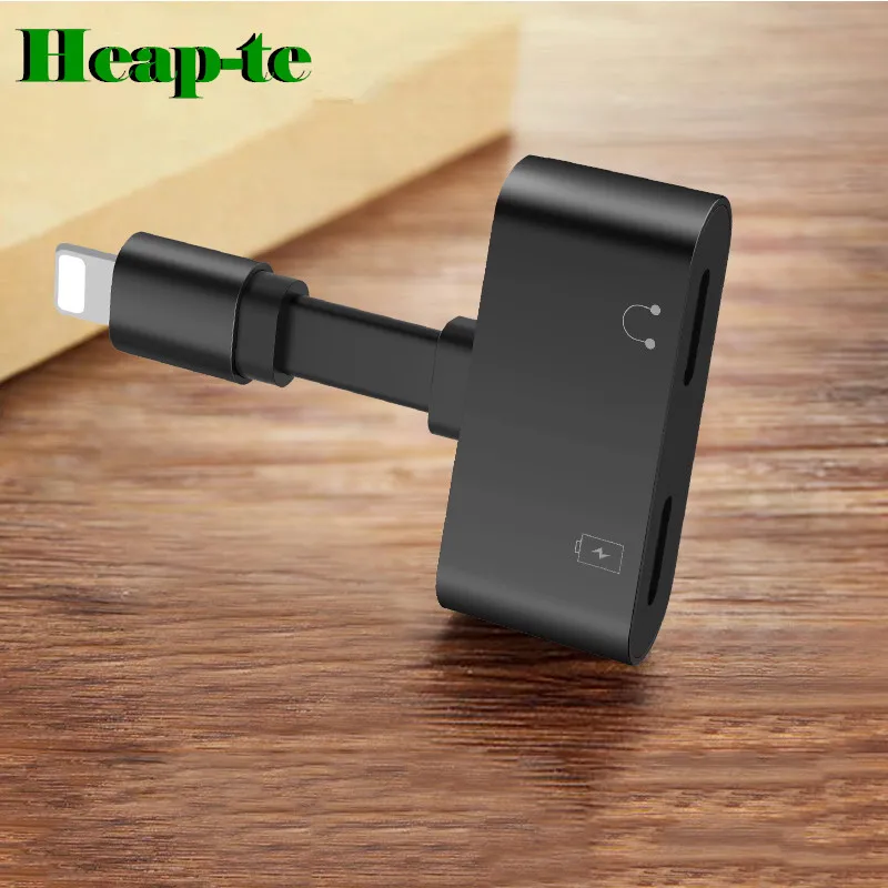 heap-te 2 in 1 for iphone X Charging Audio Adapter for iPhone 8 plus 7 Headphone 3.5mm Jack Cable Adapter