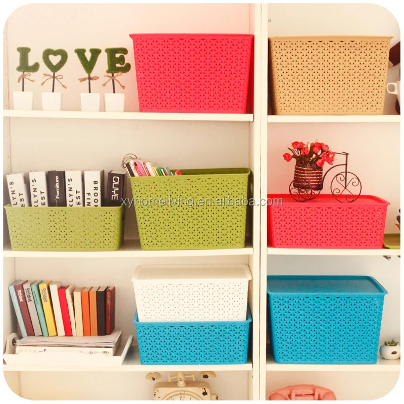 
Plastic household product wicker stackable woen storage baskets 