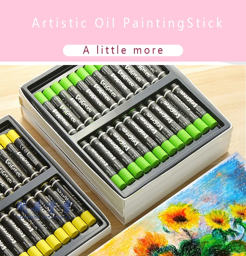 12 colors Delgreen artist grade with vivid color artistic oil painting stick for primary school students