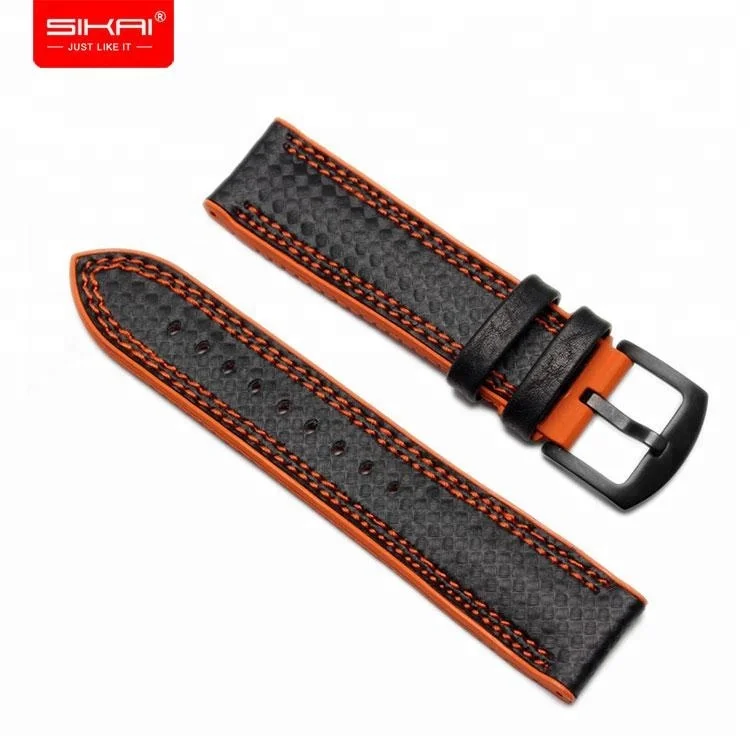 

SIKAI Carbon fiber waterproof 20mm 22mm 24mm silicone watch strap for Armani