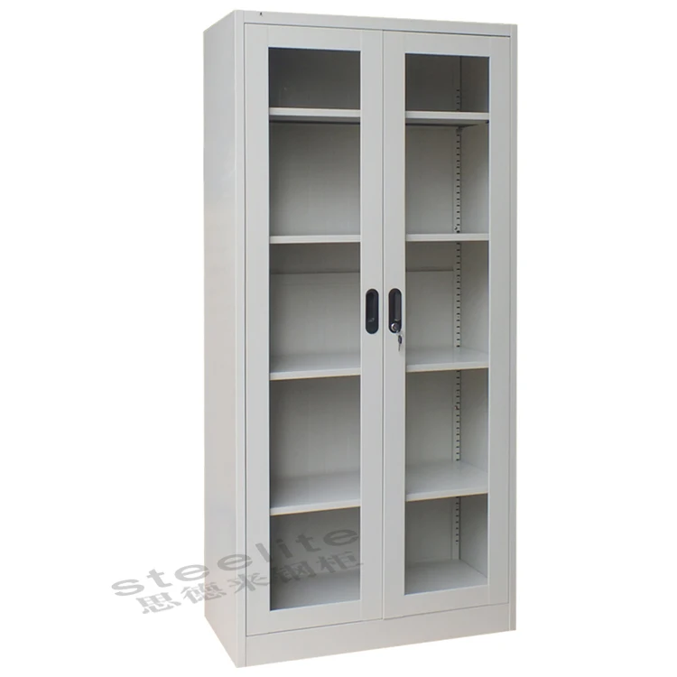 Cheap Price 2 Steel Swing Door Filing Iron Display Glass