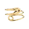 925 Sterling silver plated gold jewelry safe pin open adjustable ring